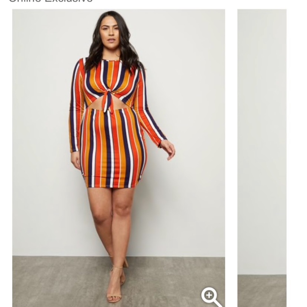 Plus burnt orange striped dress